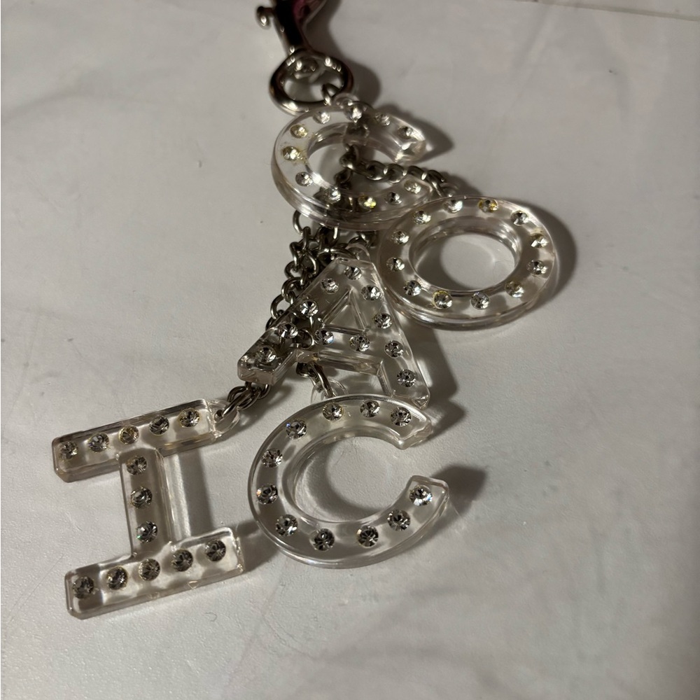 Coach Clear Crystal Letter Keychain